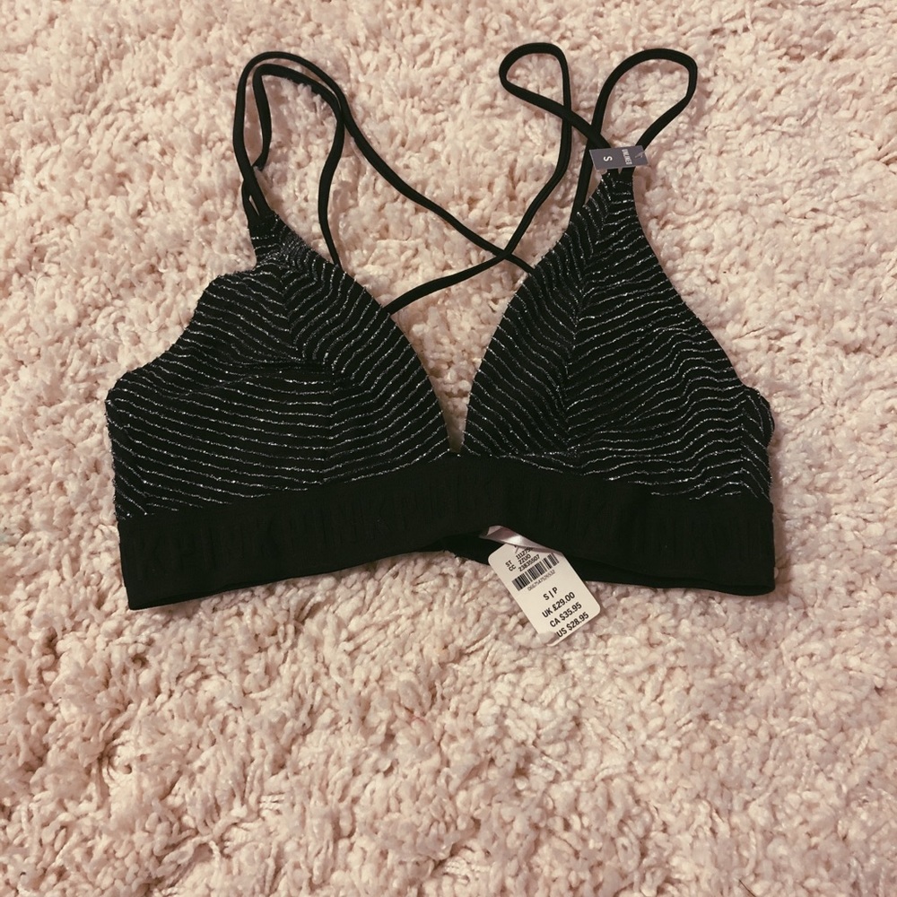 black silver sparkle bralette NWT victoriassceret